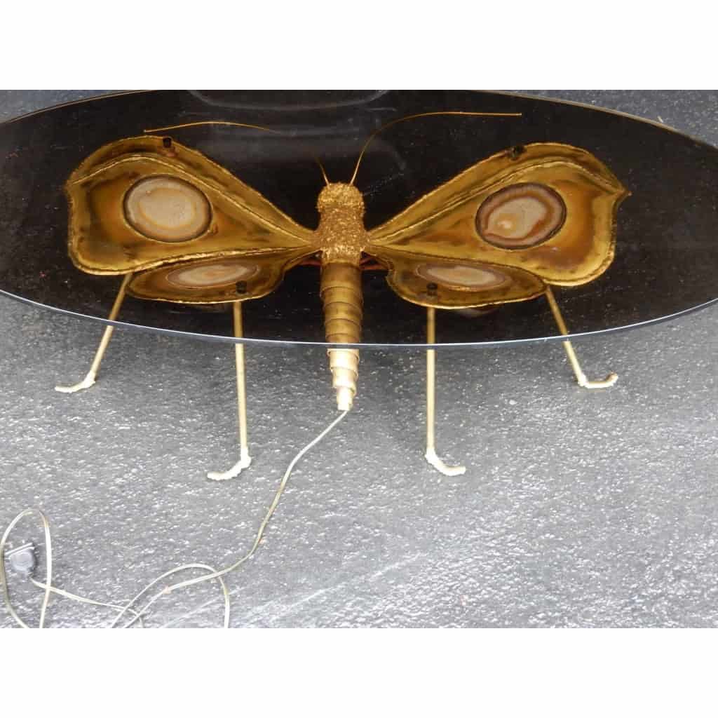 1970′ Table Basse Papillon Éclairante DLG de Duval Brasseur ou Isabelle Faure Pour Honoré de Paris 139 X 80 cm | Biron 1970′ Table Basse Papillon Éclairante DLG de Duval Brasseur ou Isabelle Faure Pour Honoré de Paris 139 X 80 cm