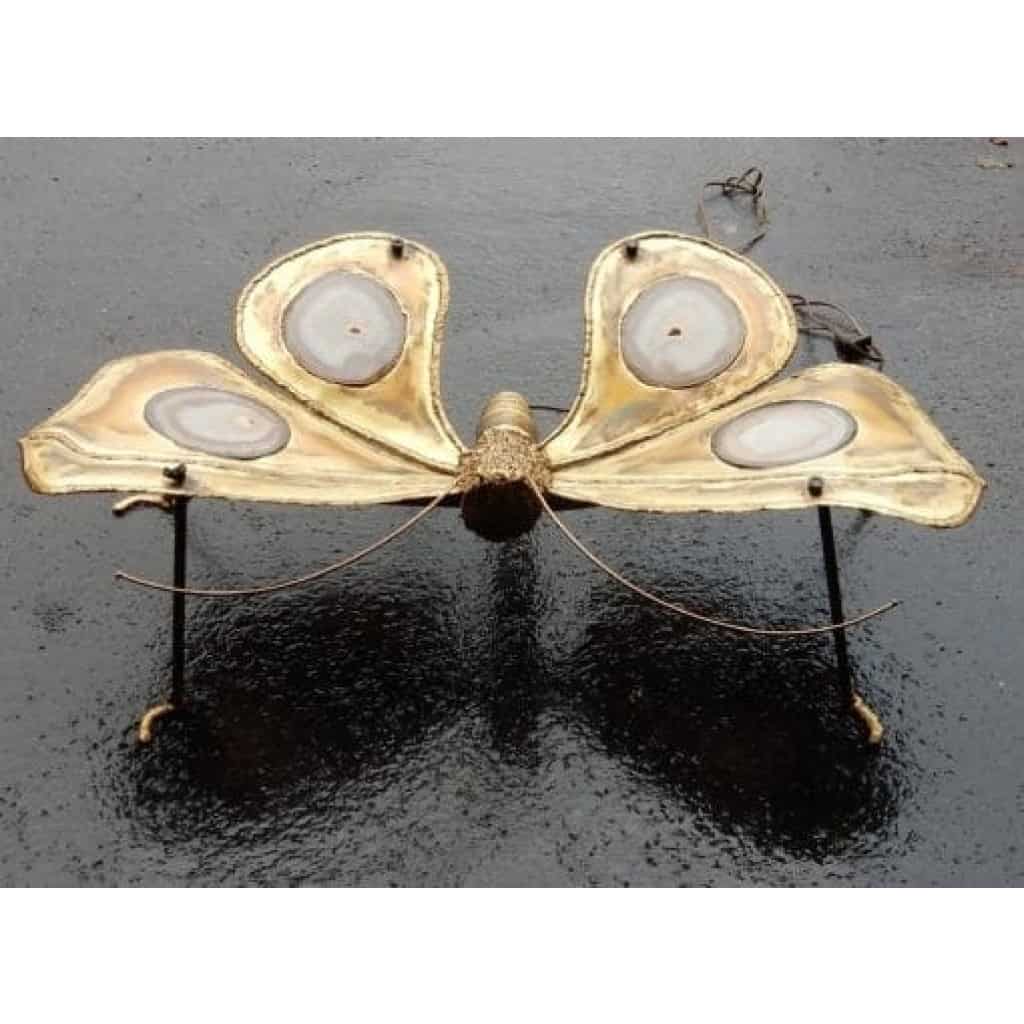 1970′ Table Basse Papillon Éclairante DLG de Duval Brasseur ou Isabelle Faure Pour Honoré de Paris 139 X 80 cm | Biron 1970′ Table Basse Papillon Éclairante DLG de Duval Brasseur ou Isabelle Faure Pour Honoré de Paris 139 X 80 cm