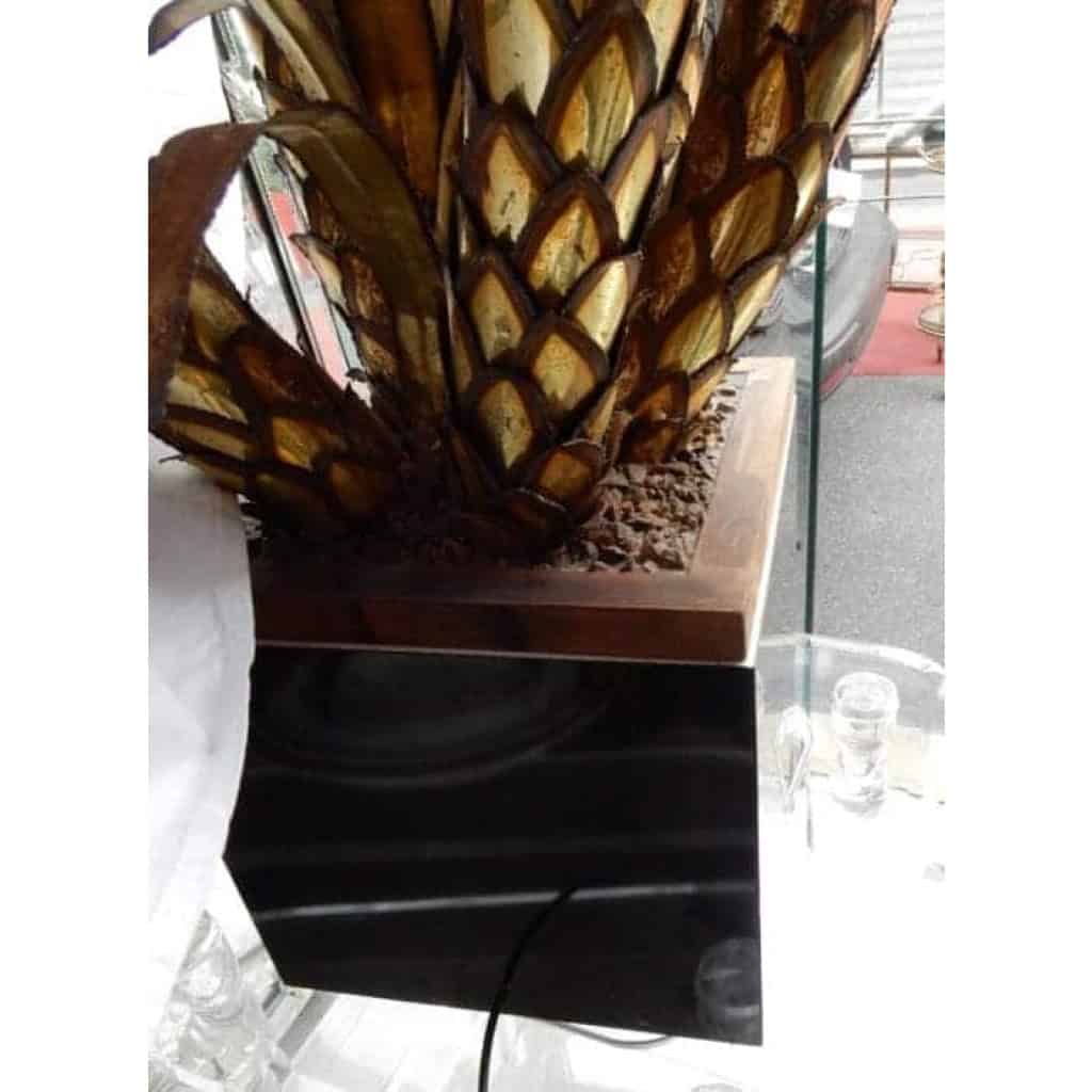 1970′ Plante Carnivore Éclairante en Laiton Maison Jansen 5 Têtes Style Baroque