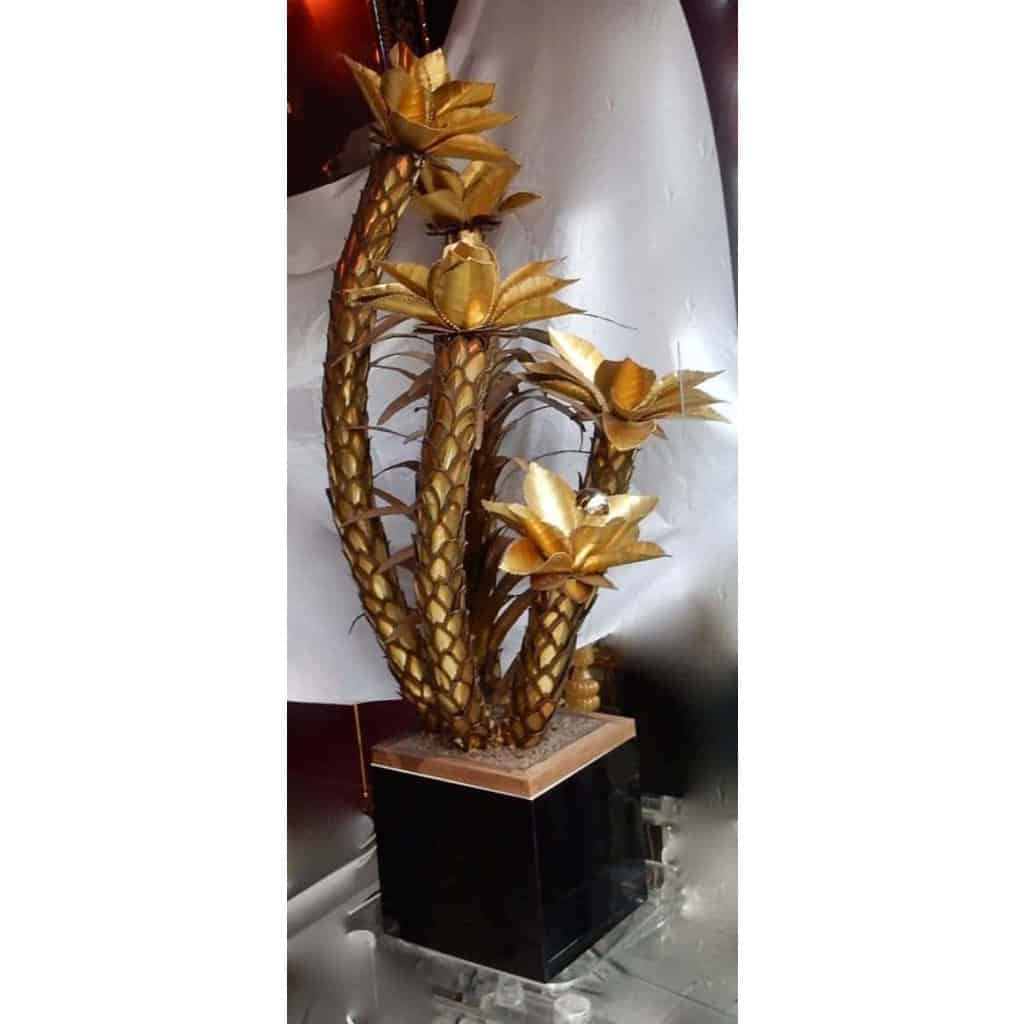 1970′ Plante Carnivore Éclairante en Laiton Maison Jansen 5 Têtes Style Baroque
