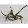 1950/70′ Table décor Bambou à la Cigale en Bronze avec Billes Agates Bleues et Cristaux Bleus style Brasseur Éclairante