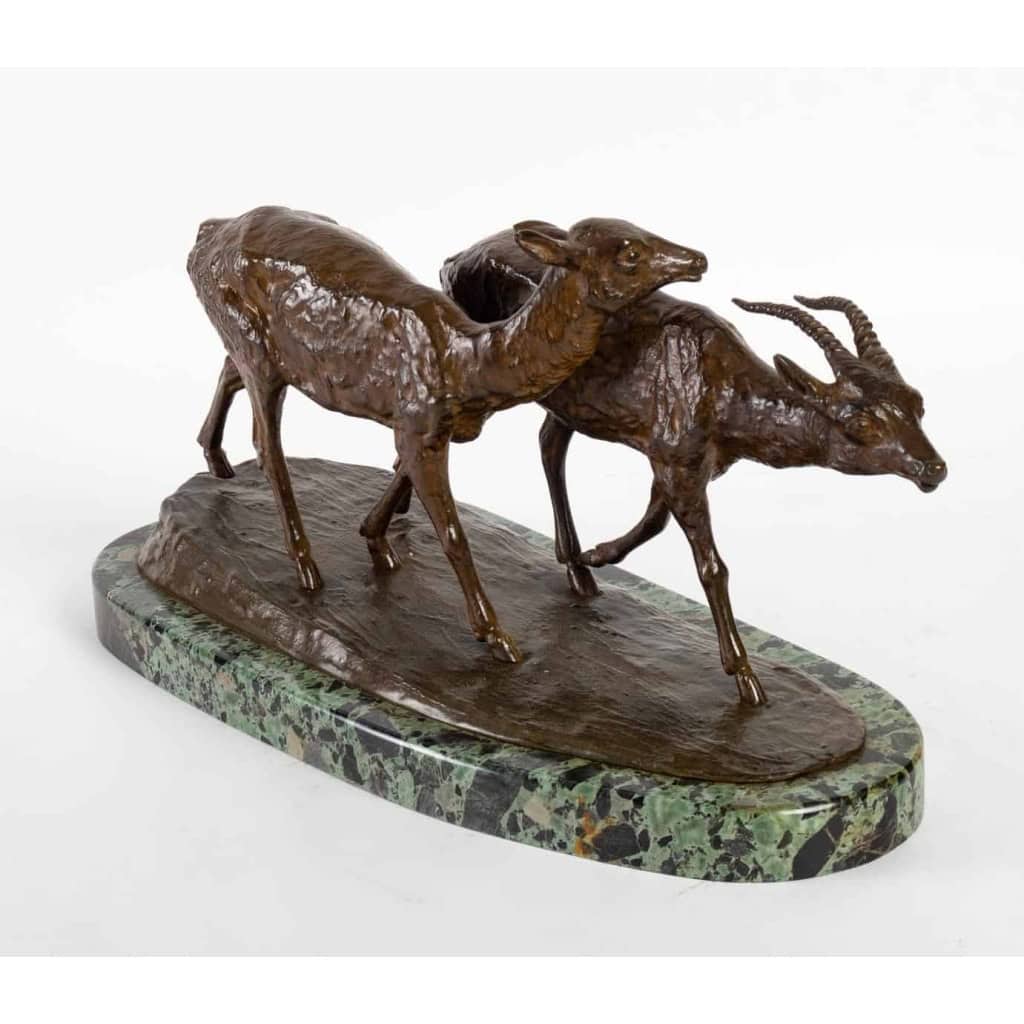 Sculpture en bronze, couple d’antilopes, Signé Irenée Rochard | Biron Sculpture en bronze, couple d'antilopes, Signé Irenée Rochard