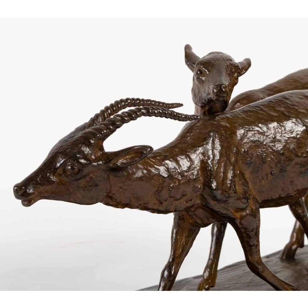 Sculpture en bronze, couple d’antilopes, Signé Irenée Rochard | Biron Sculpture en bronze, couple d'antilopes, Signé Irenée Rochard