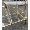 1970′ Large Altuglas and Gold Iron Serving Trolley from Spanish Palace | Biron 1970′ Large Altuglas and Gold Iron Serving Trolley from Spanish Palace