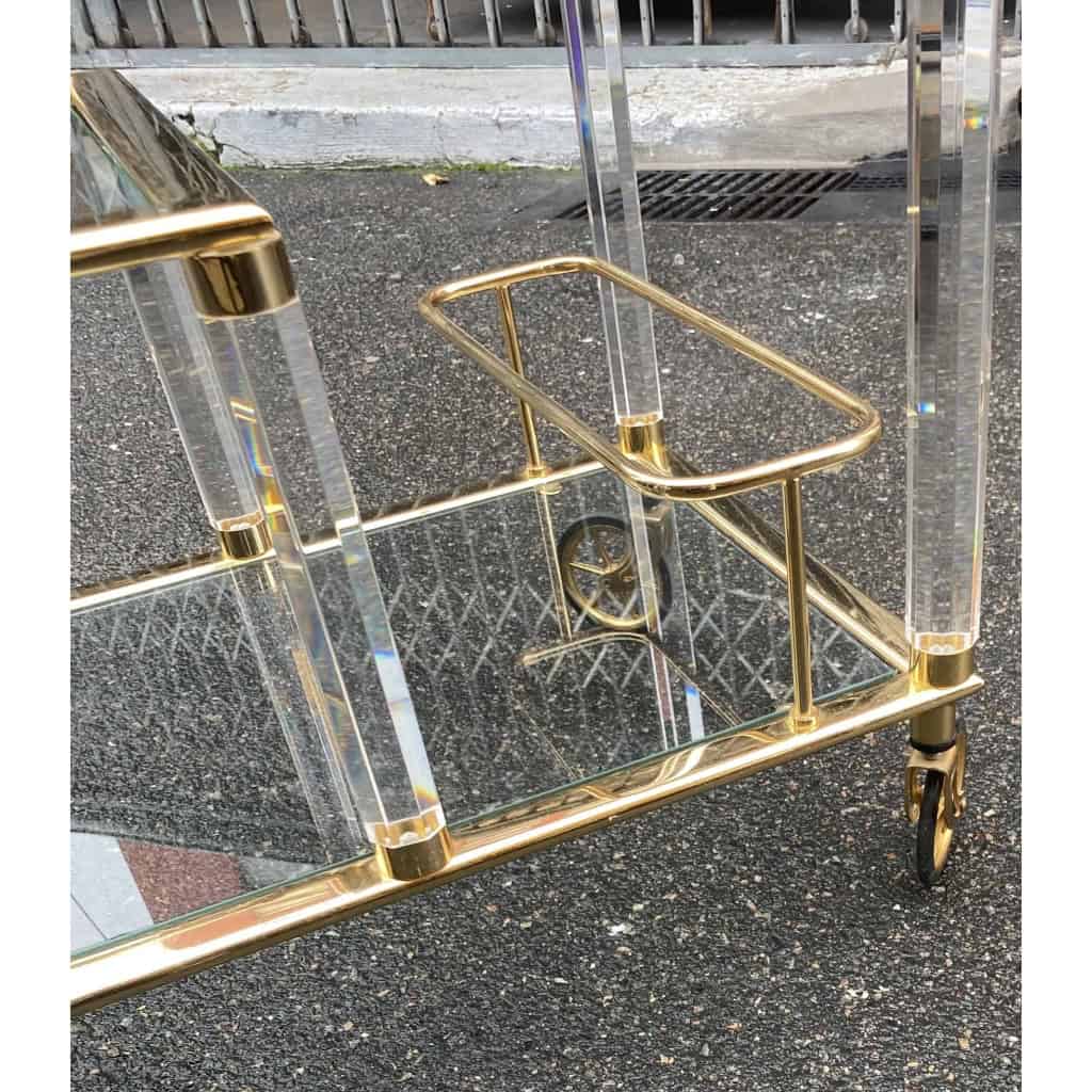 1970′ Large Altuglas and Gold Iron Serving Trolley from Spanish Palace | Biron 1970′ Large Altuglas and Gold Iron Serving Trolley from Spanish Palace