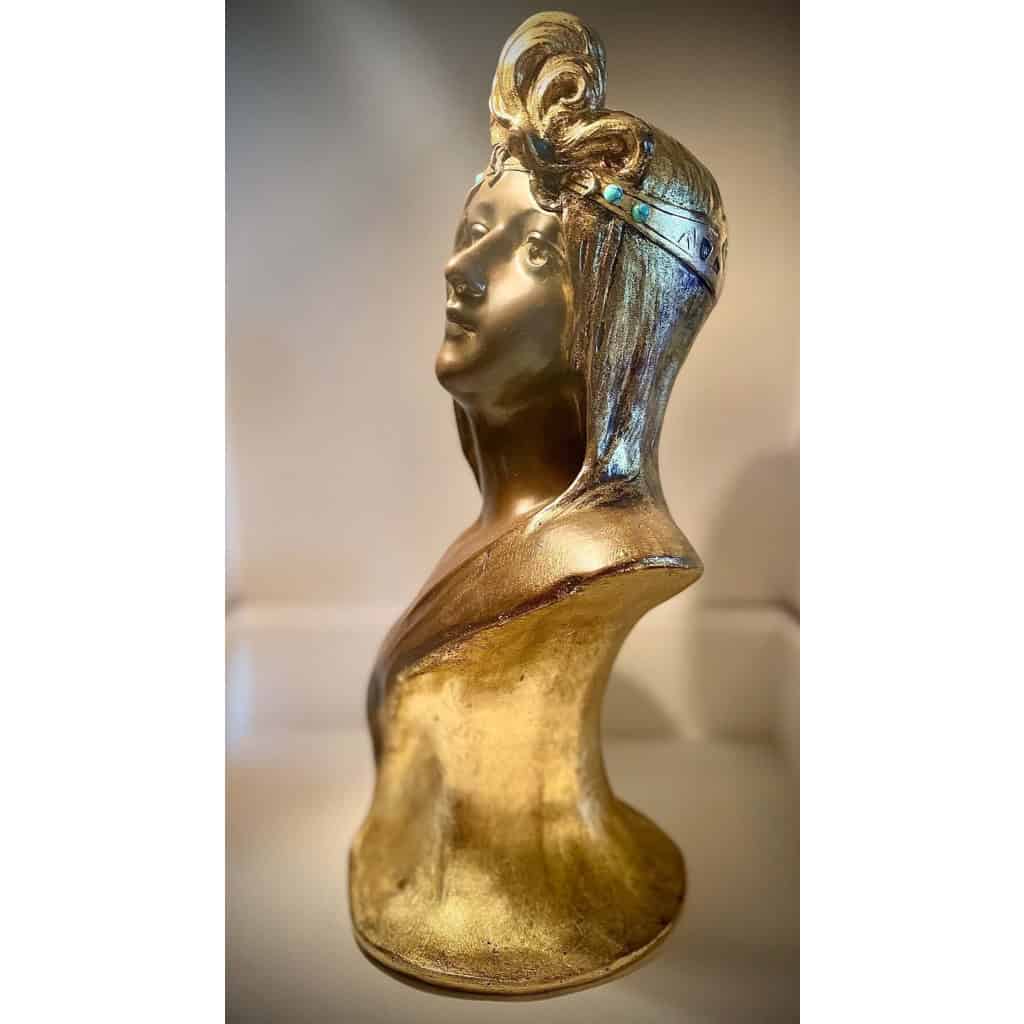 BUSTE ART NOUVEAU EN BRONZE D UNE JEUNE FILLE DE GEORGES FLAMAND (1895/1925)
