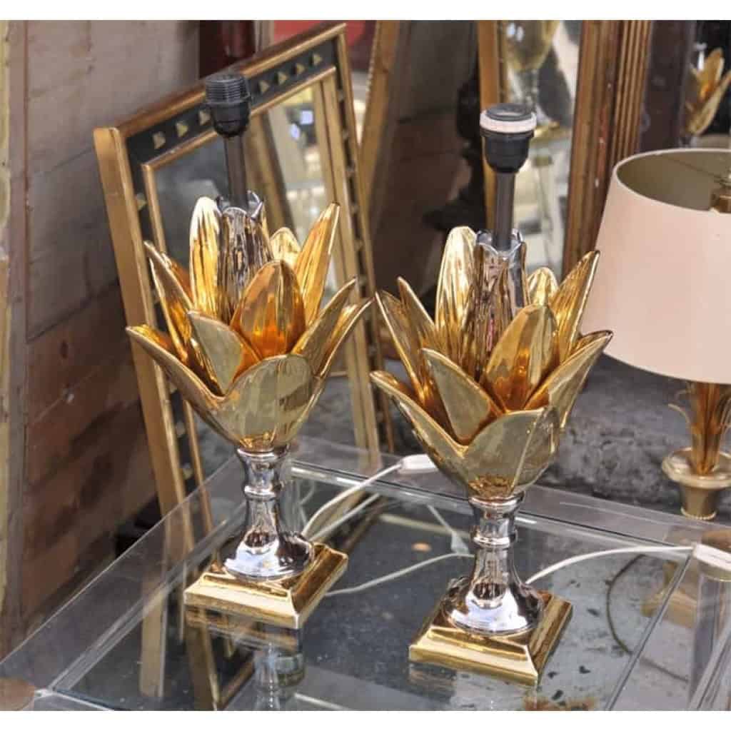 1970′ Paire de Lampes Céramique 2 Couleurs
