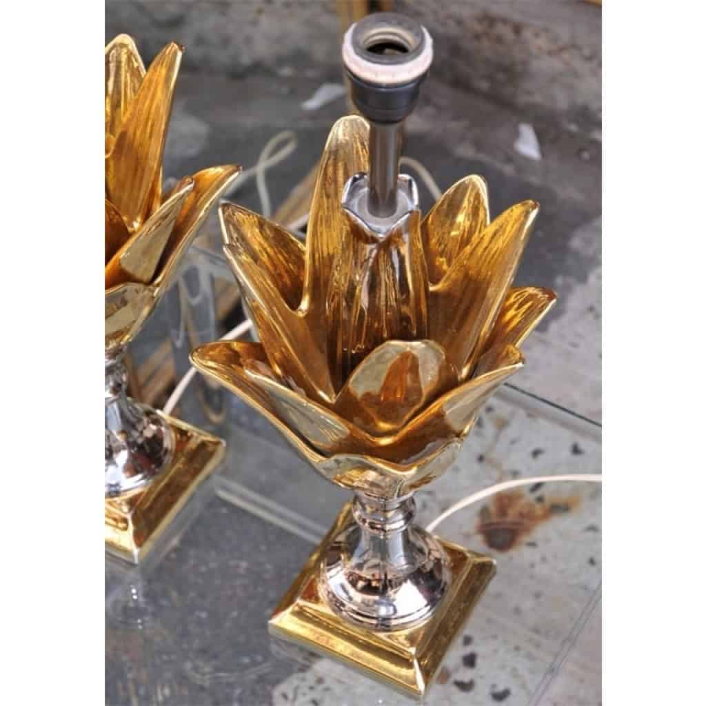 1970′ Paire de Lampes Céramique 2 Couleurs