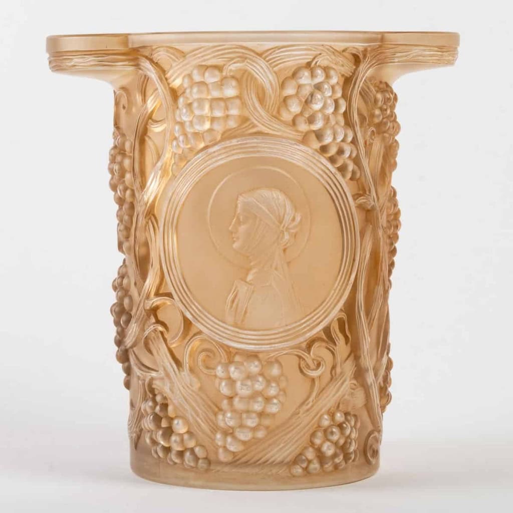 Seau à Champagne « Clos Sainte Odile » verre blanc sépia de René LALIQUE | Biron |||||||||