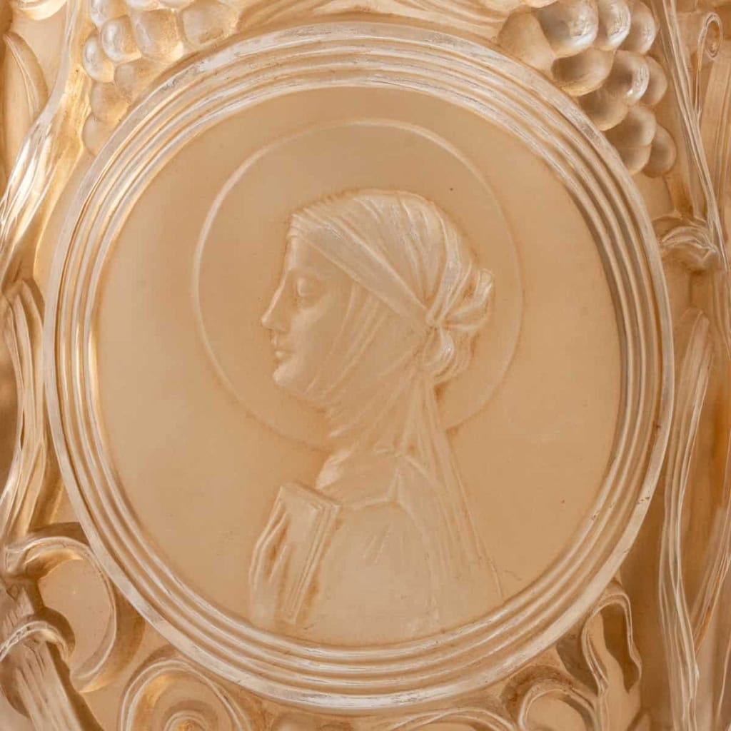 Seau à Champagne « Clos Sainte Odile » verre blanc sépia de René LALIQUE | Biron Seau à Champagne "Clos Sainte Odile" verre blanc sépia de René LALIQUE