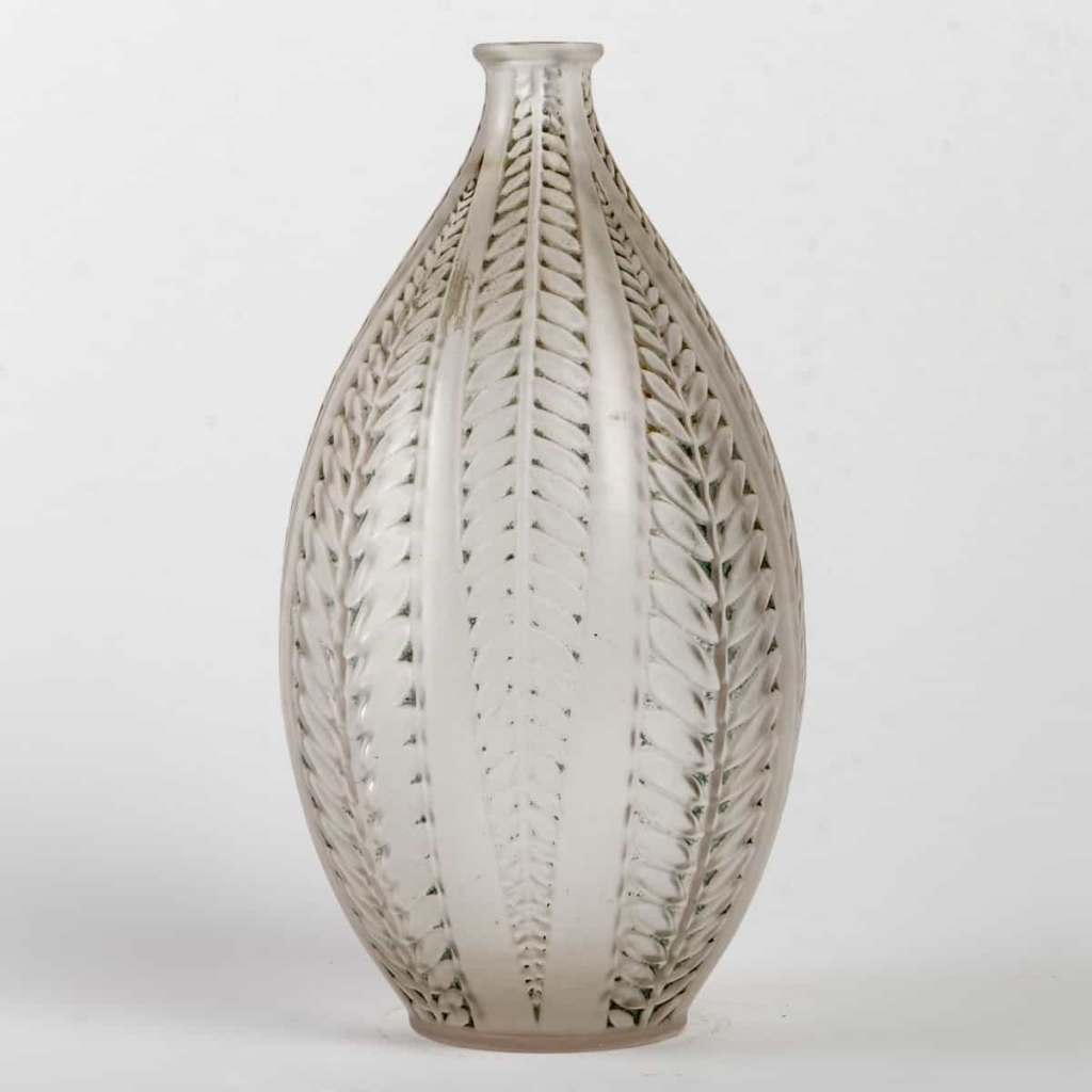 Vase « Acacia » verre blanc patiné vert de René LALIQUE | Biron ||||||