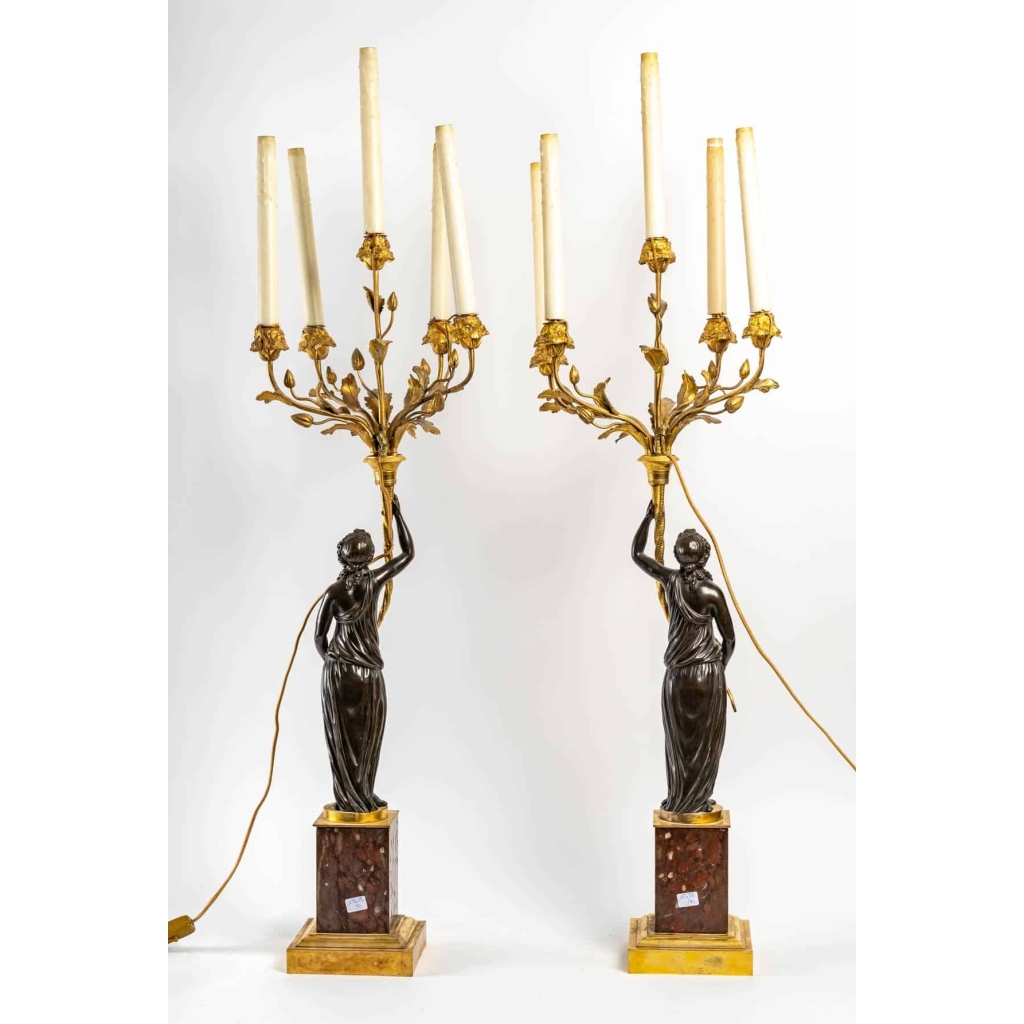 Garniture de cheminée signé J. Moignez , XIXème | Biron Garniture de cheminée signé J. Moignez , XIXème