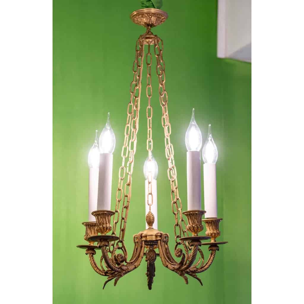 Petit lustre en bronze, style Louis XVI | Biron |||||||