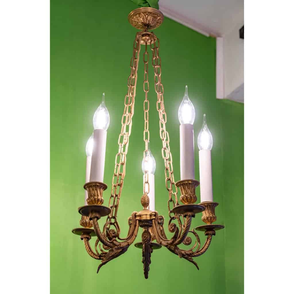Petit lustre en bronze, style Louis XVI | Biron Petit lustre en bronze, style Louis XVI