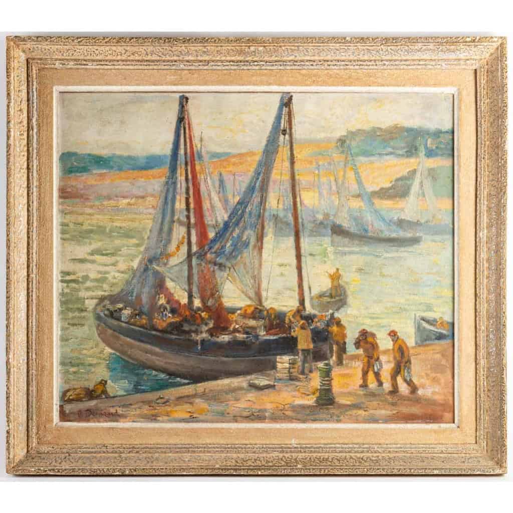 Un port en bretagne, Huile sur toile signée O. Denizard | Biron ||||||