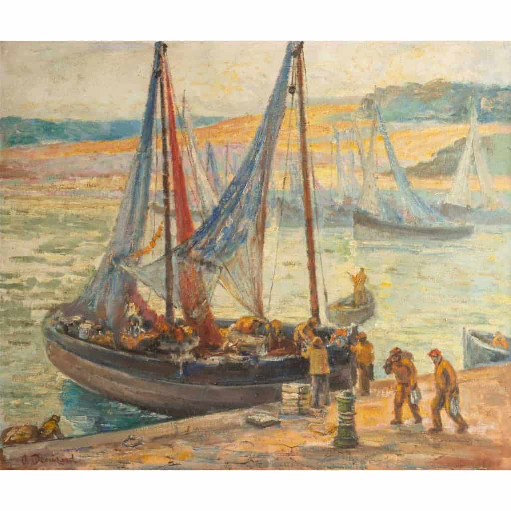 Un port en bretagne, Huile sur toile signée O. Denizard | Biron Un port en bretagne, Huile sur toile signée O. Denizard