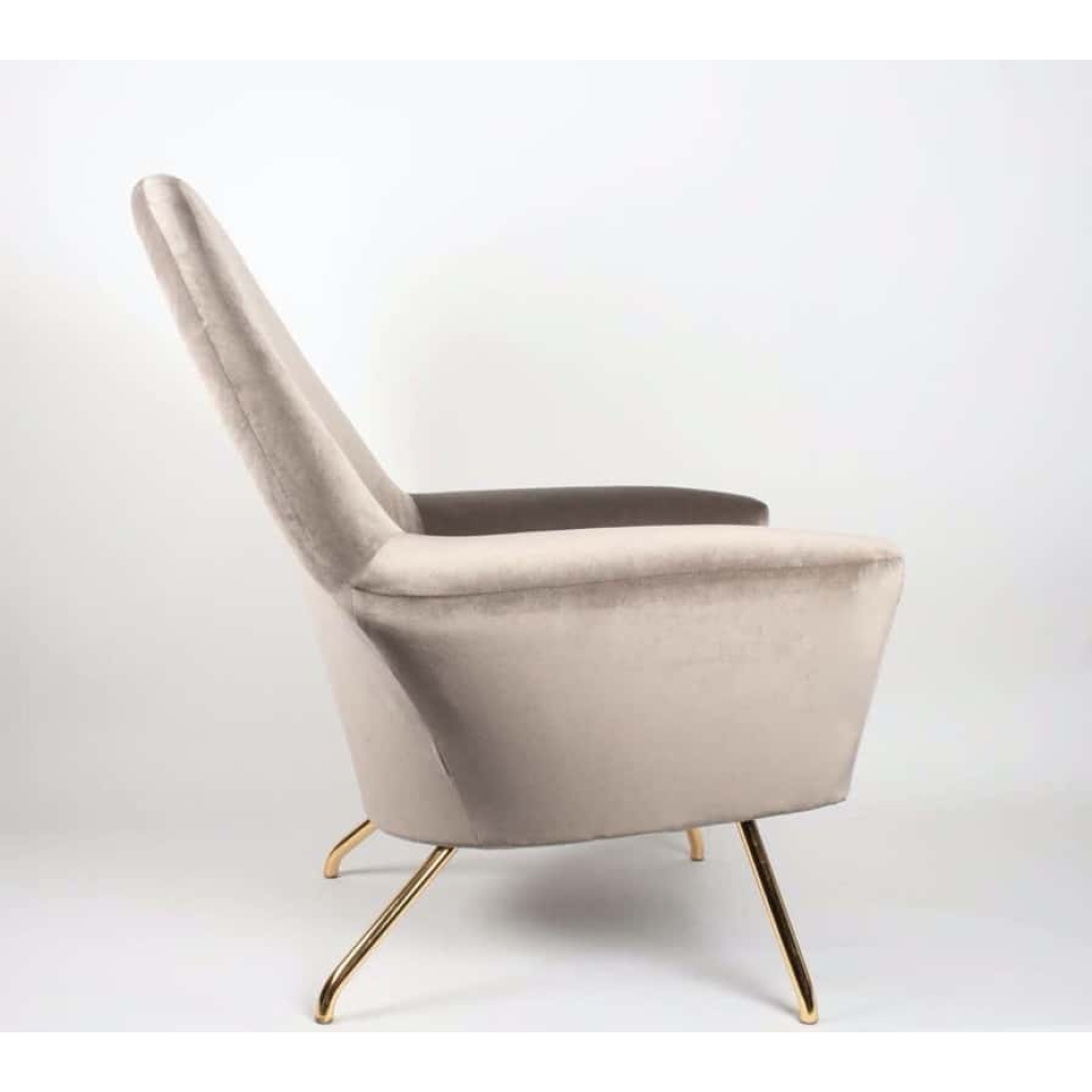 Paire de Fauteuils 770 des années 1950, laiton et velours, Joseph-André Motte, Ed Steiner