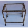 1950/70 Desserte Roulante Maison Baguès en Laiton Doré Décor Bambou 11