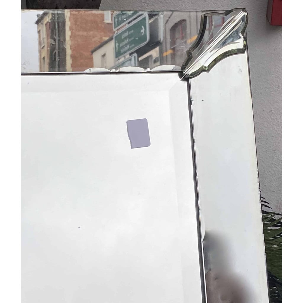 1940′ Miroir Venise Art Déco 135 X 81 cm Décor Moustache 4