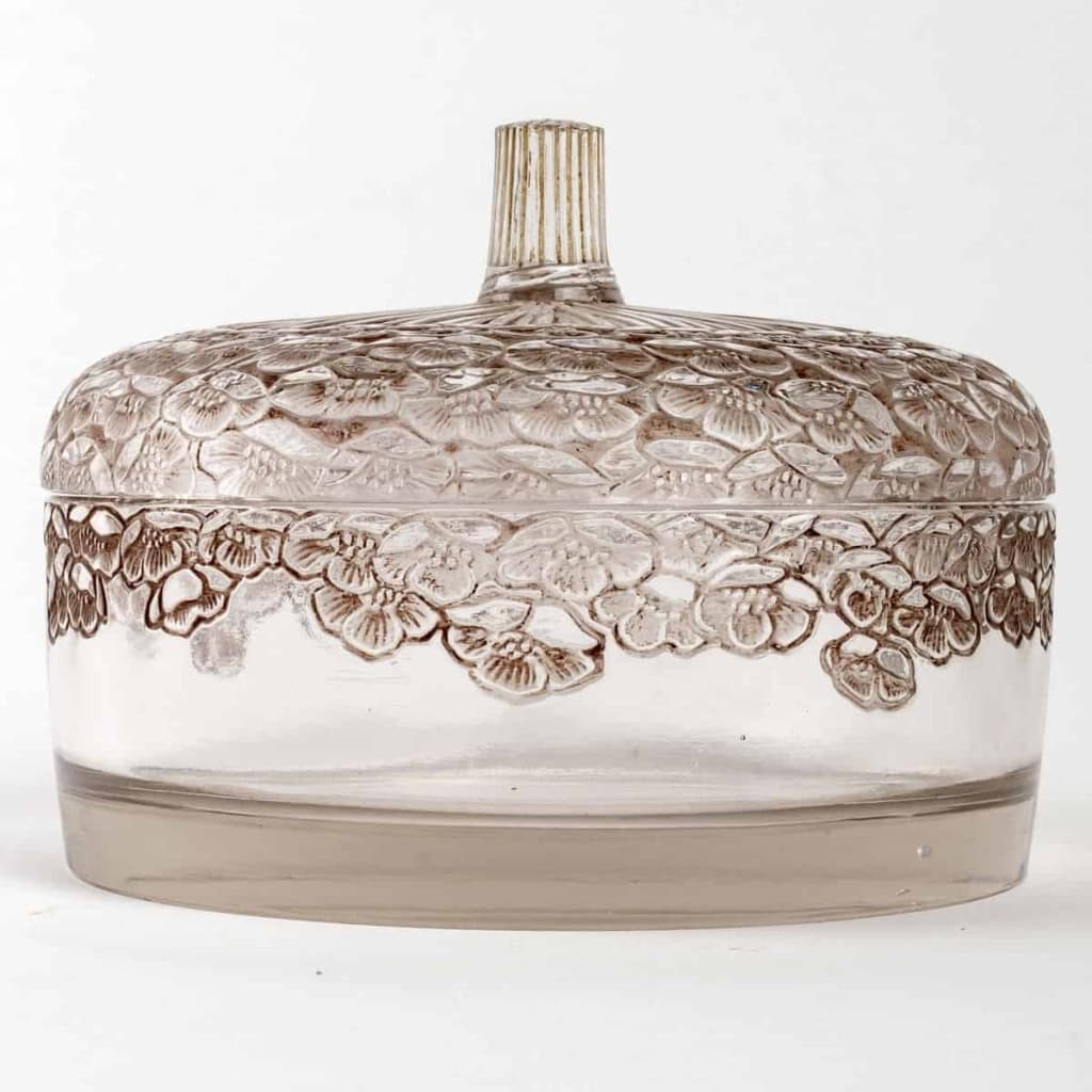 Boîte « Boutons d’Or » verre blanc patiné sépia de René LALIQUE | Biron |||||||