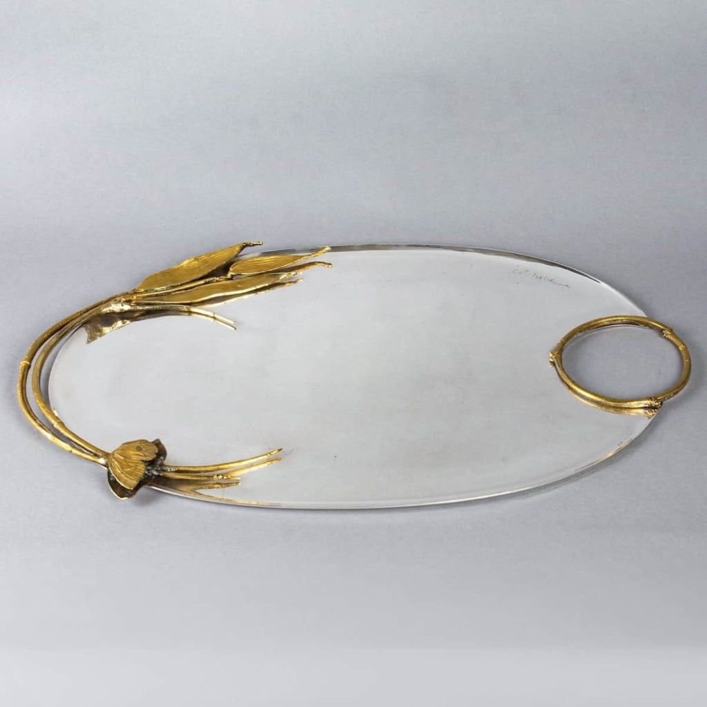 « Plateau aux Bambou » bronze doré métal argenté Ed. Artcurial EA III / VIII de Claude LALANNE | Biron ||||||||