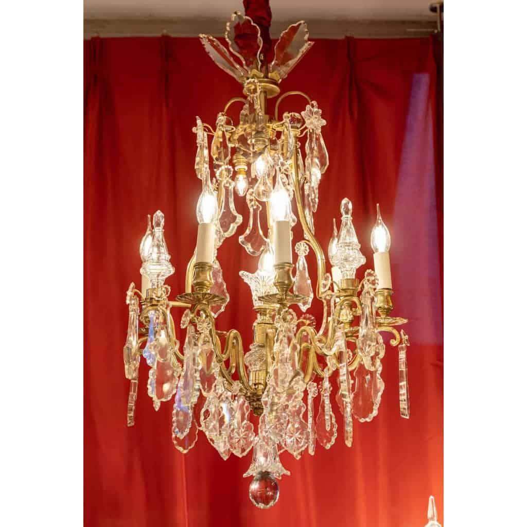 Lustre baccarat » Aux clochettes « à 10 lumières XIXEME | Biron |||||||