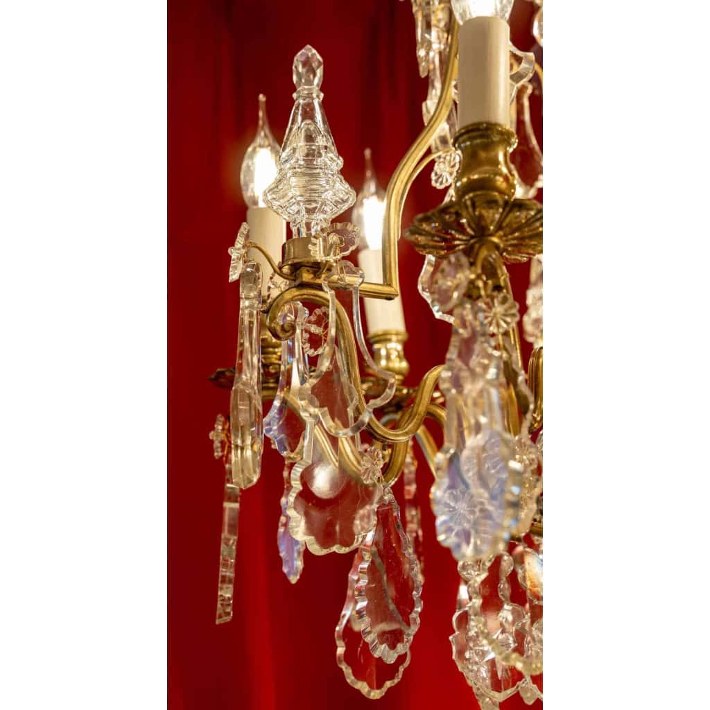 Lustre baccarat » Aux clochettes « à 10 lumières XIXEME | Biron Lustre baccarat " Aux clochettes "à 10 lumières XIXEME