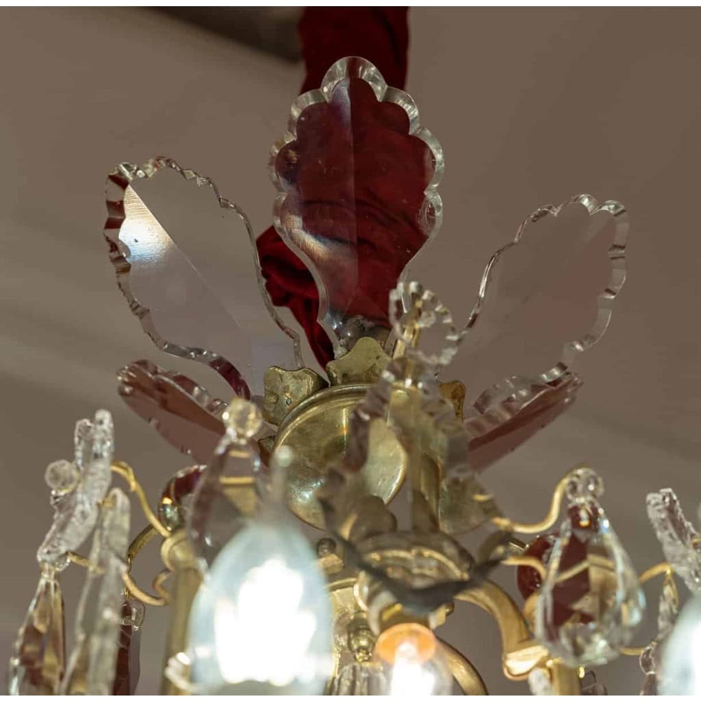 Lustre baccarat » Aux clochettes « à 10 lumières XIXEME | Biron Lustre baccarat " Aux clochettes "à 10 lumières XIXEME