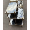 1970′ Paire D’Étagères à 3 Niveaux En Escalier Maison Baguès En Laiton et Plateaux Miroirs Oxydés Vieillis 15