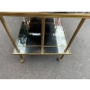 1970′ Paire D’Étagères à 3 Niveaux En Escalier Maison Baguès En Laiton et Plateaux Miroirs Oxydés Vieillis 20