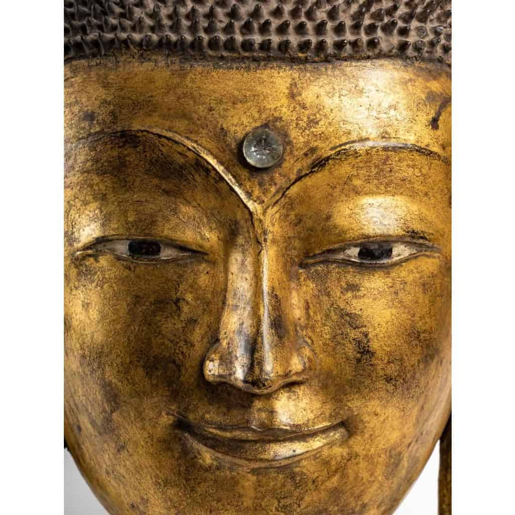 Grande tête de bouddha en laque sèche | Biron Grande tête de bouddha en laque sèche