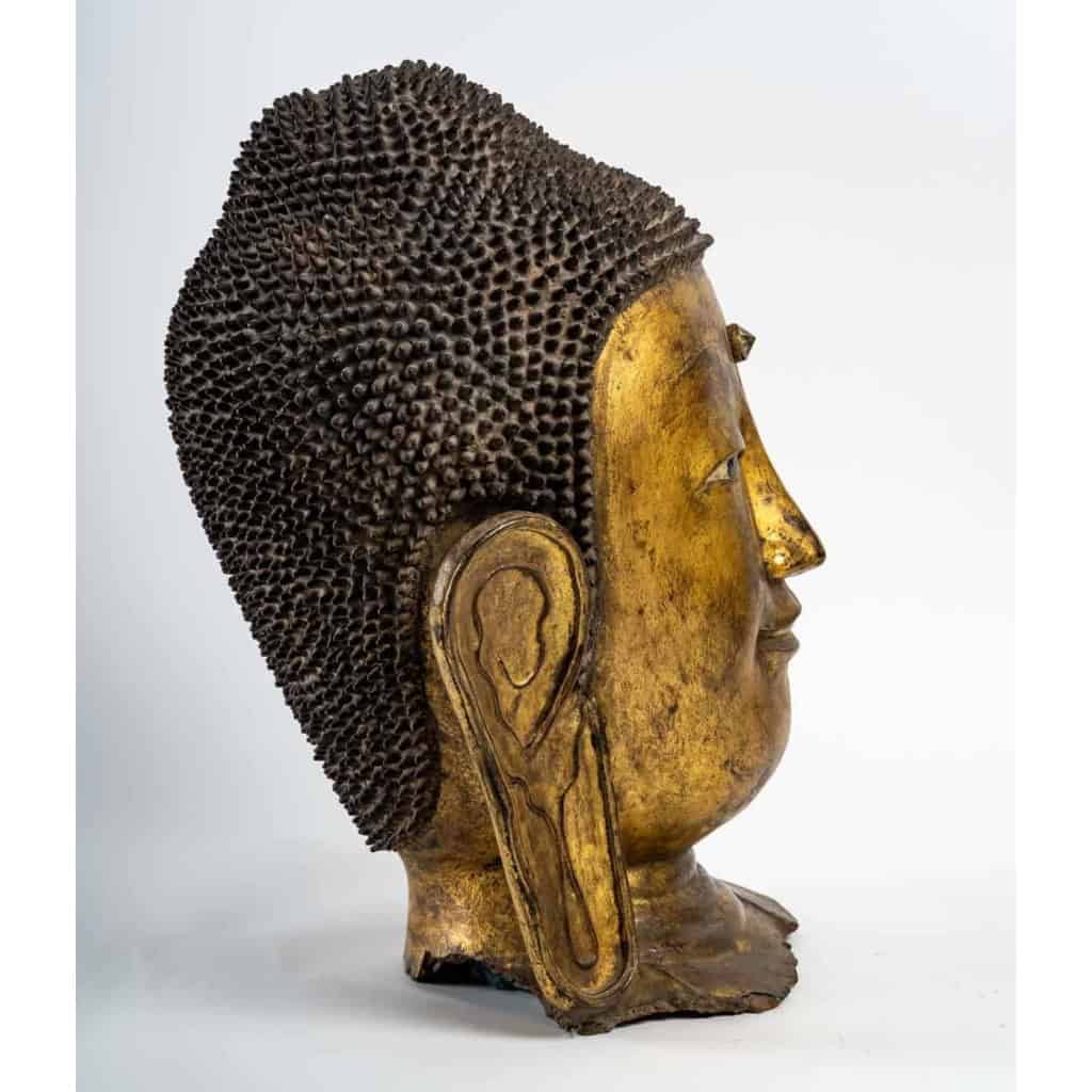 Grande tête de bouddha en laque sèche | Biron Grande tête de bouddha en laque sèche
