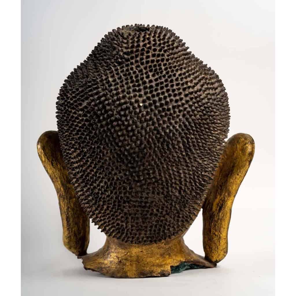 Grande tête de bouddha en laque sèche | Biron Grande tête de bouddha en laque sèche