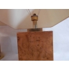 1950/70′ Paire de Lampes Art Déco Laiton Doré Et Loupe D’Érable Moucheté
