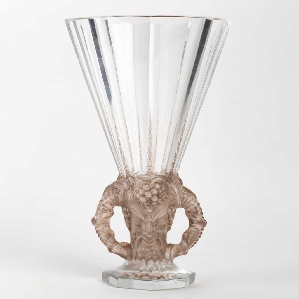 Vase « Faune » cristal blanc patiné sépia de René LALIQUE | Biron |||||||