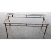 1950/70' Table Basse en Bronze Doré Décor Palmier Maison Charles