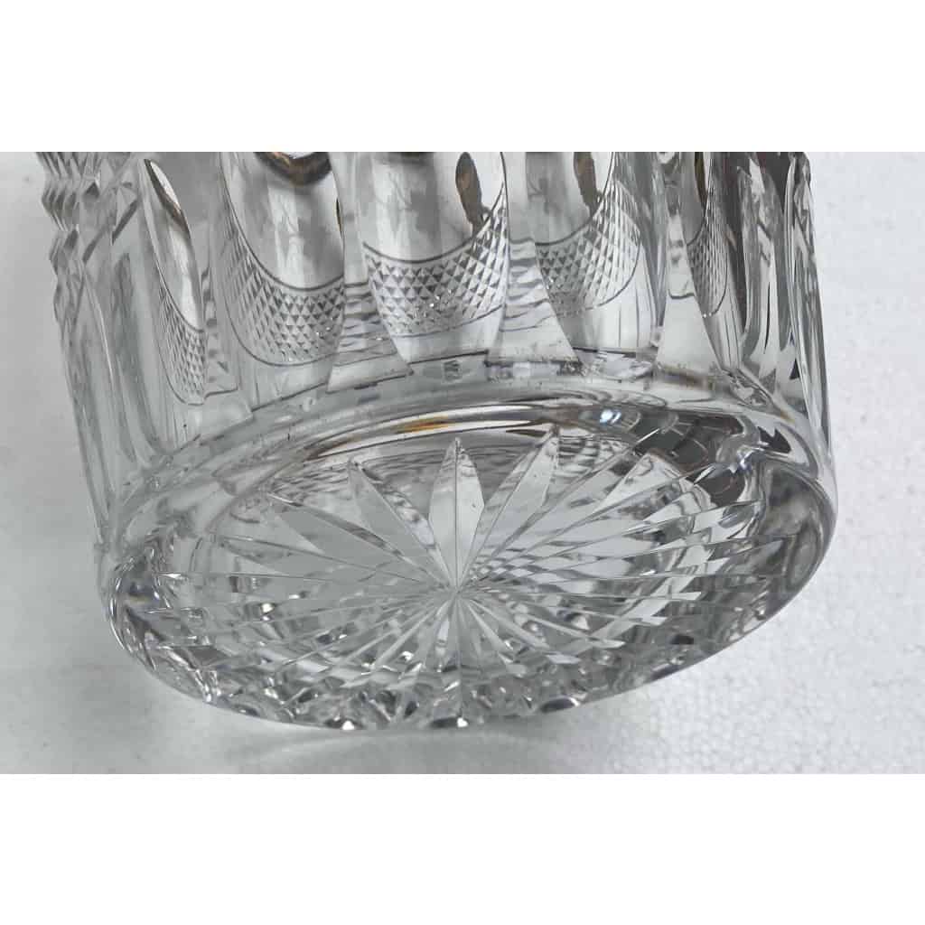 1950-70′ Seau à Champagne Cristal St Louis Gravé Aux Attributs de la Vigne et Bronze Doré Aux têtes de Lion 8