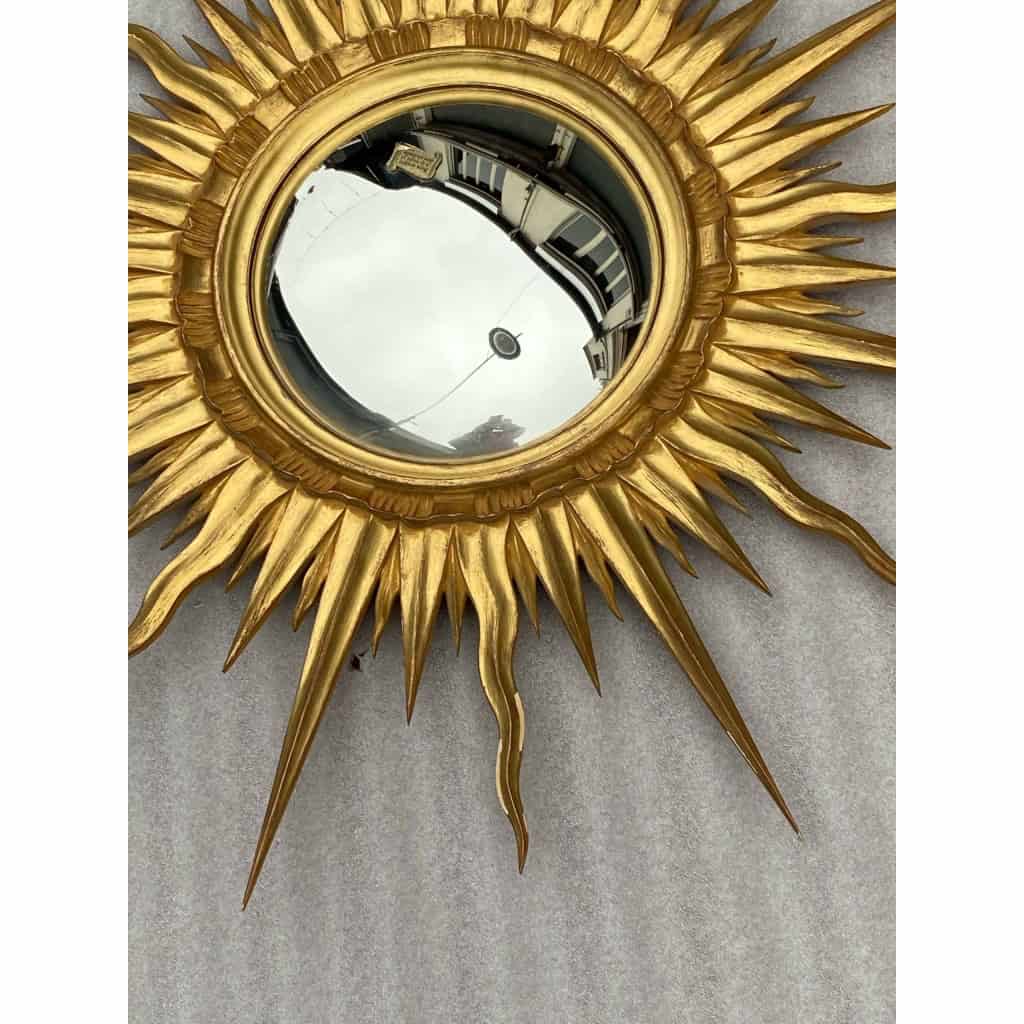 1970 ‘ Miroir Soleil Bois Doré Convexe Diamètre 89 Cm 3
