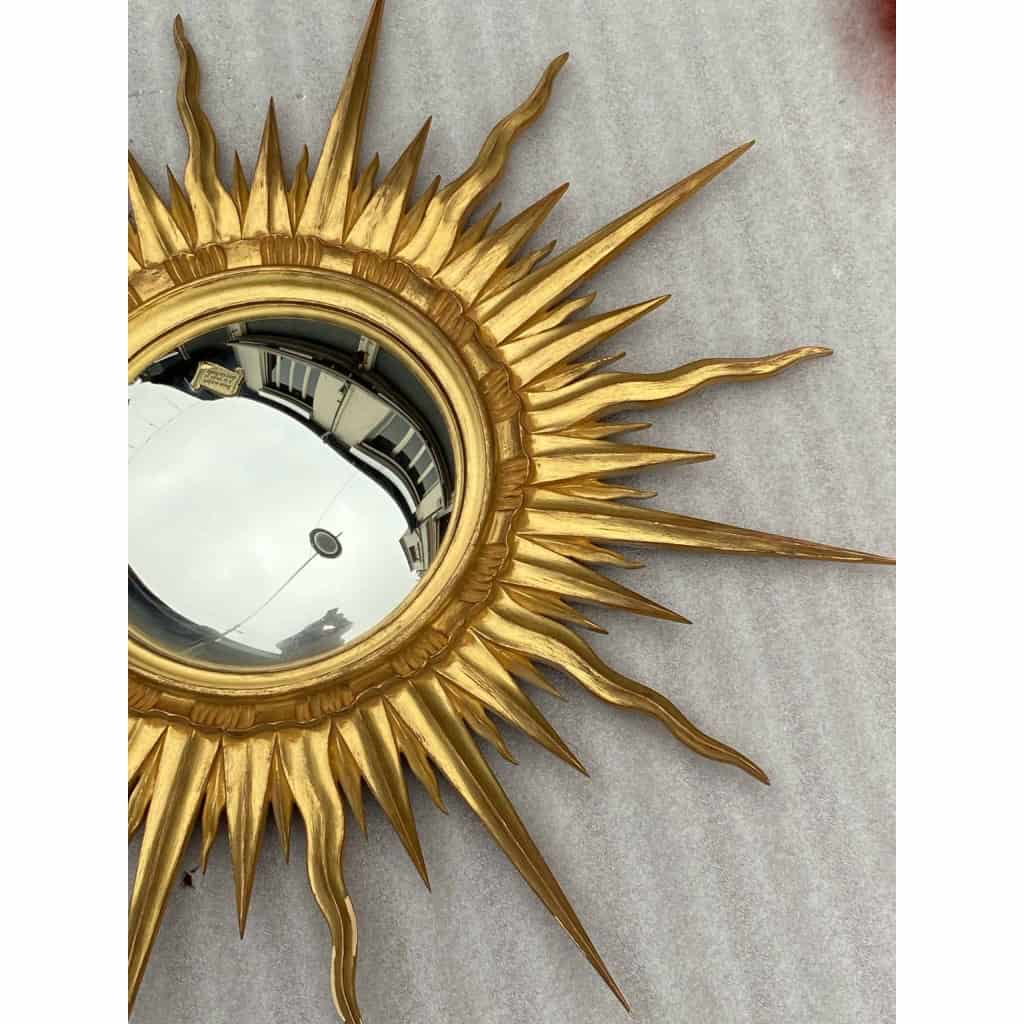 1970 ‘ Miroir Soleil Bois Doré Convexe Diamètre 89 Cm 4