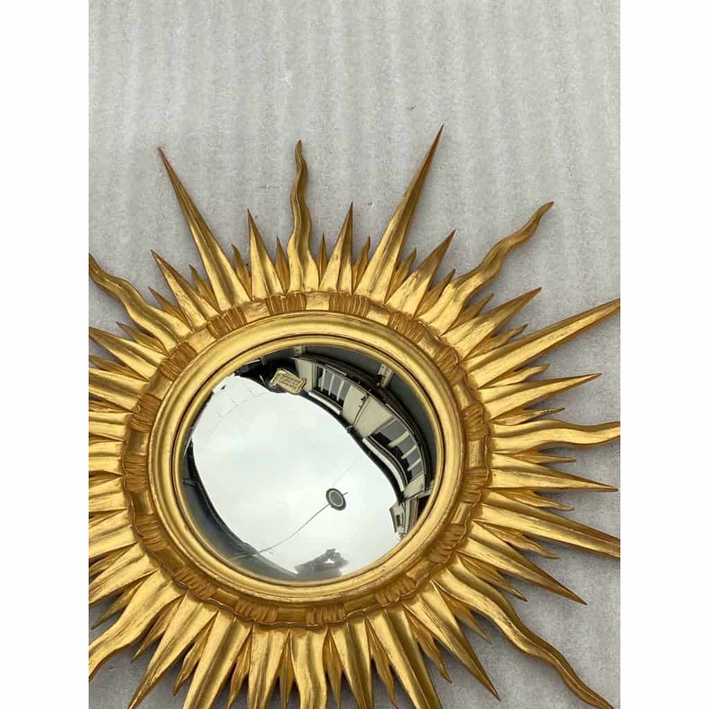 1970 ‘ Miroir Soleil Bois Doré Convexe Diamètre 89 Cm 5