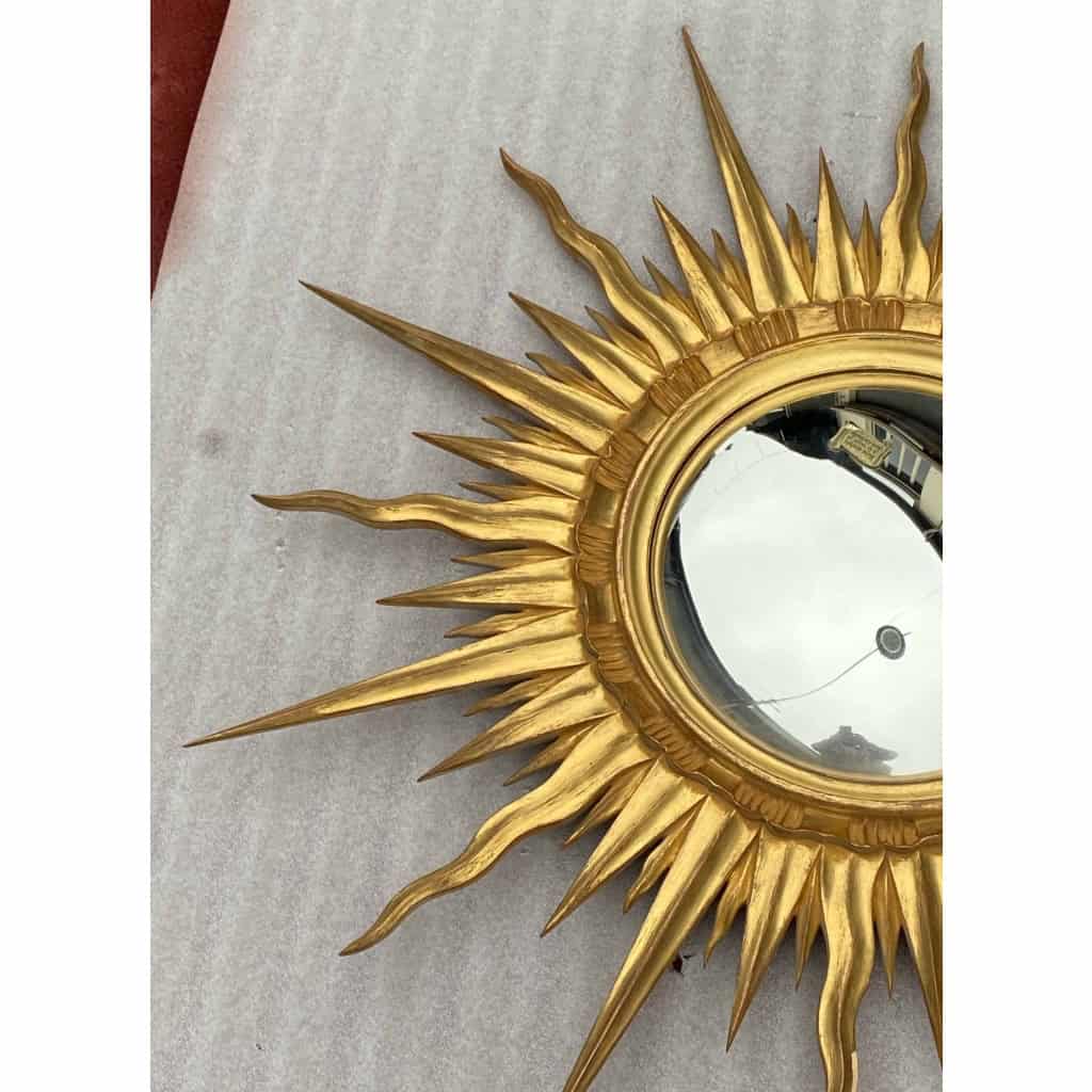 1970 ‘ Miroir Soleil Bois Doré Convexe Diamètre 89 Cm 6