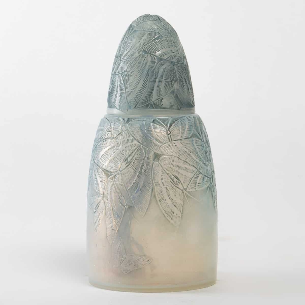Brûle-Parfums « Papillons » verre opalescent patiné bleu de René LALIQUE | Biron |||||||||