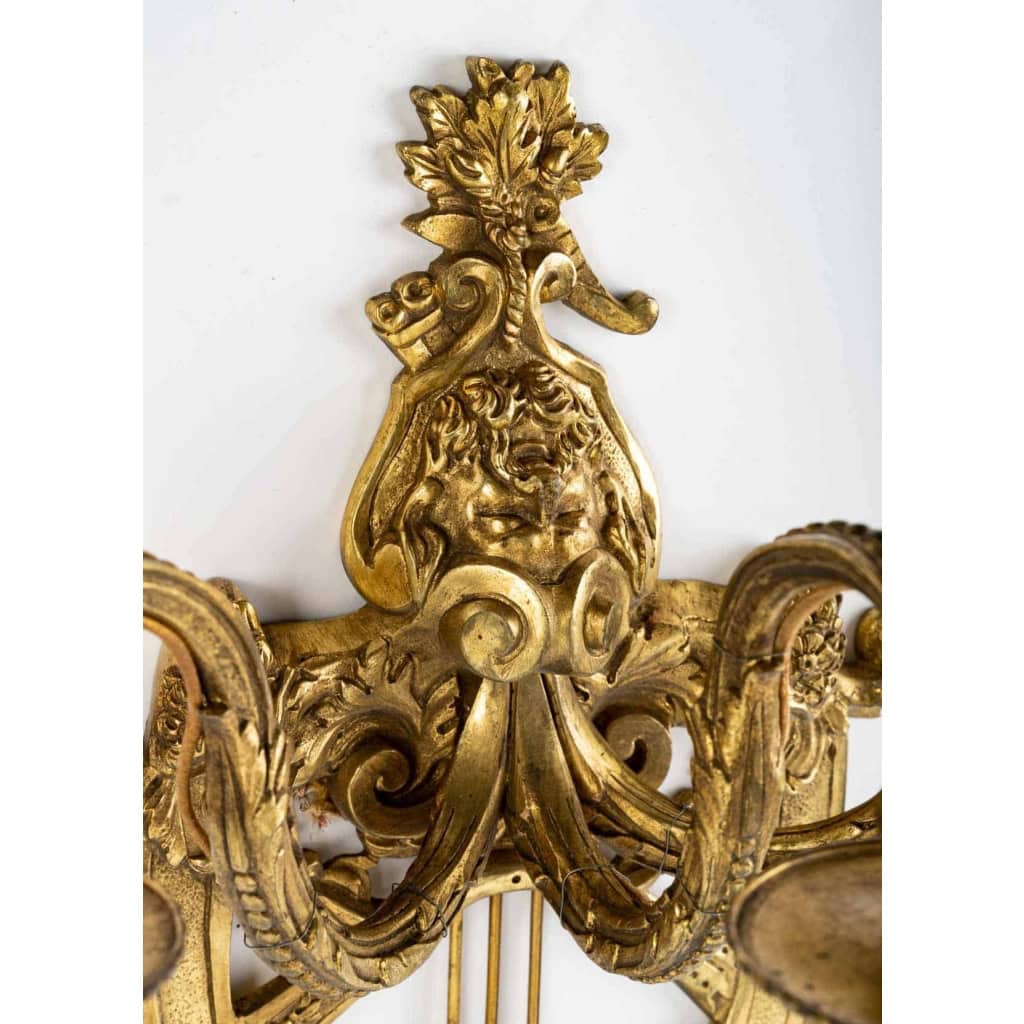 Paire d’appliques Lyre en bronze doré du XIXème siècle, Napoléon III | Biron Paire d’appliques Lyre en bronze doré du XIXème siècle, Napoléon III