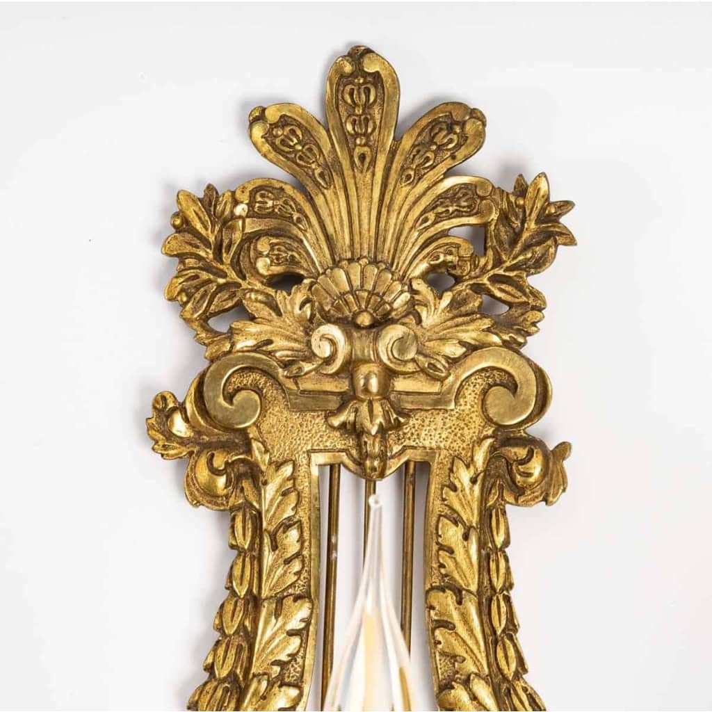 Paire d’appliques Lyre en bronze doré du XIXème siècle, Napoléon III | Biron Paire d’appliques Lyre en bronze doré du XIXème siècle, Napoléon III