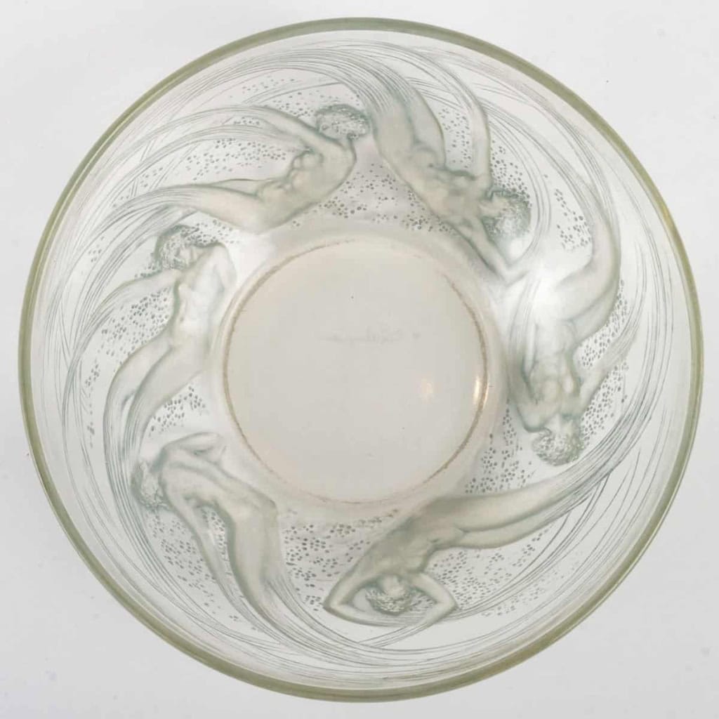 Coupe « Ondines » verre blanc patiné bleu de René LALIQUE 2