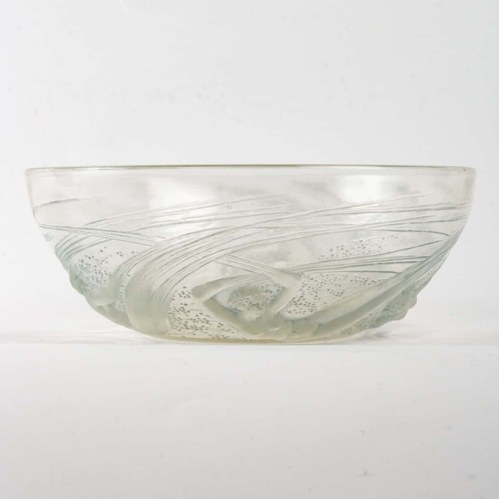 Coupe « Ondines » verre blanc patiné bleu de René LALIQUE 5