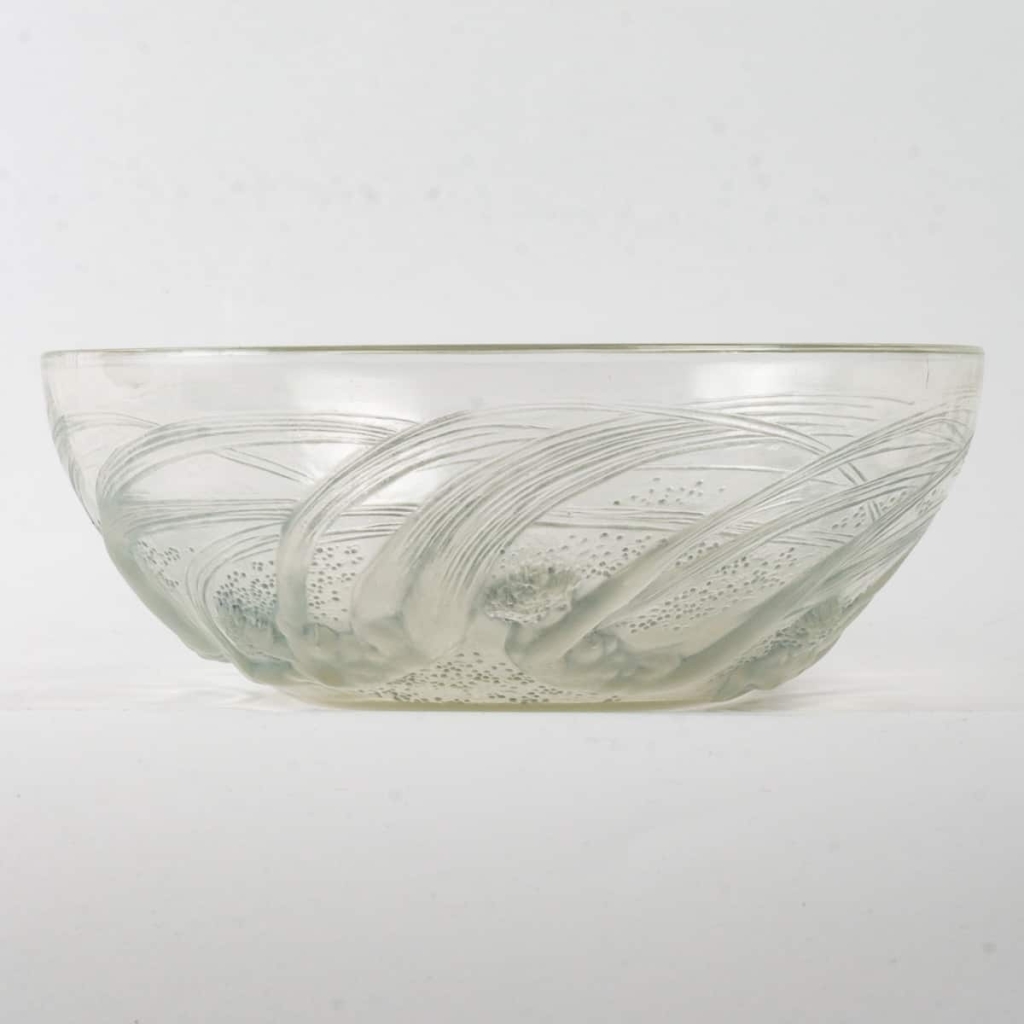 Coupe « Ondines » verre blanc patiné bleu de René LALIQUE 6