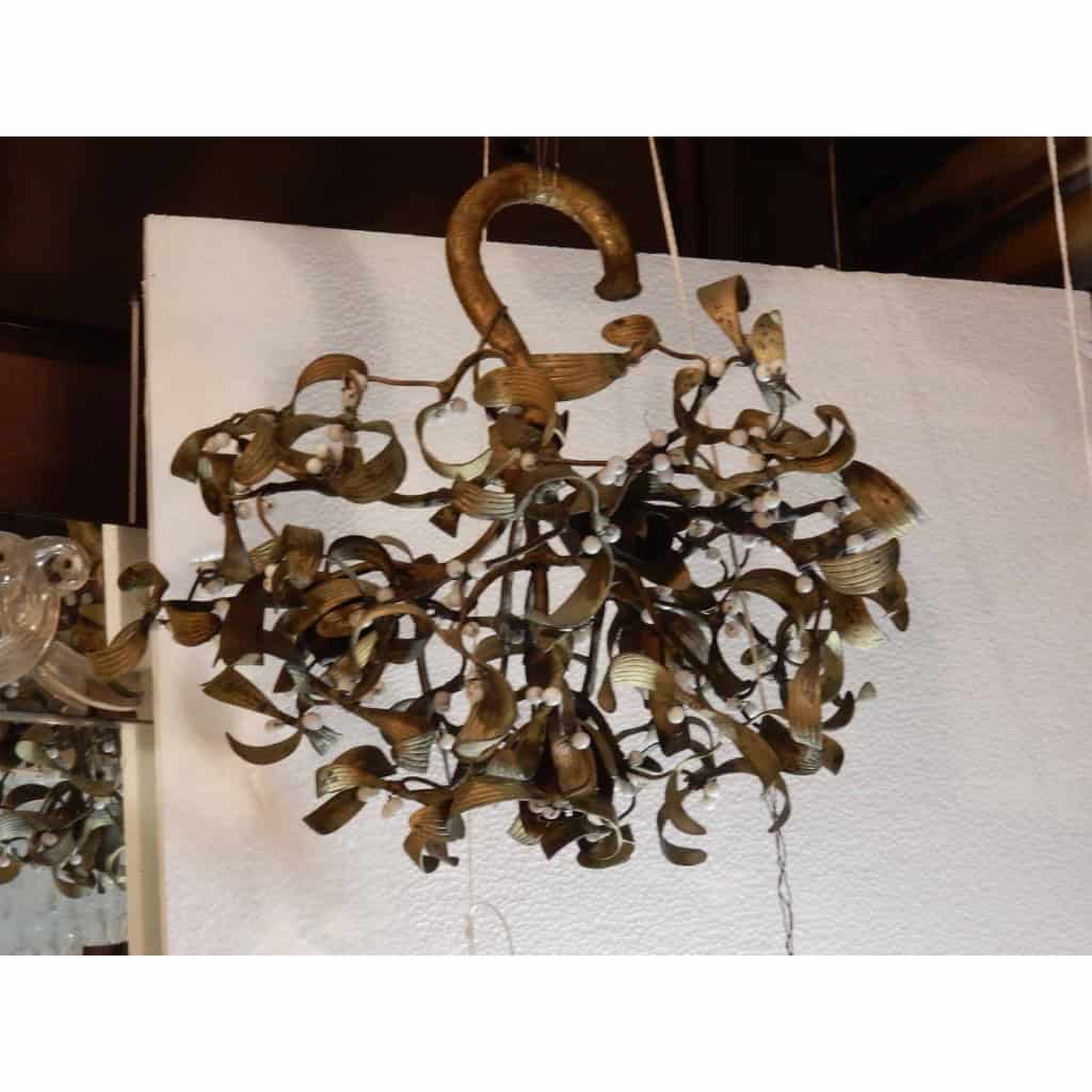 1900′ Lustre Boule de Gui en Bronze Art Nouveau a 4 Lampes Diametre 45 cm | Biron |||||||||