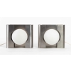 Paire d’appliques en inox et opaline, années 1970 | Biron ||||