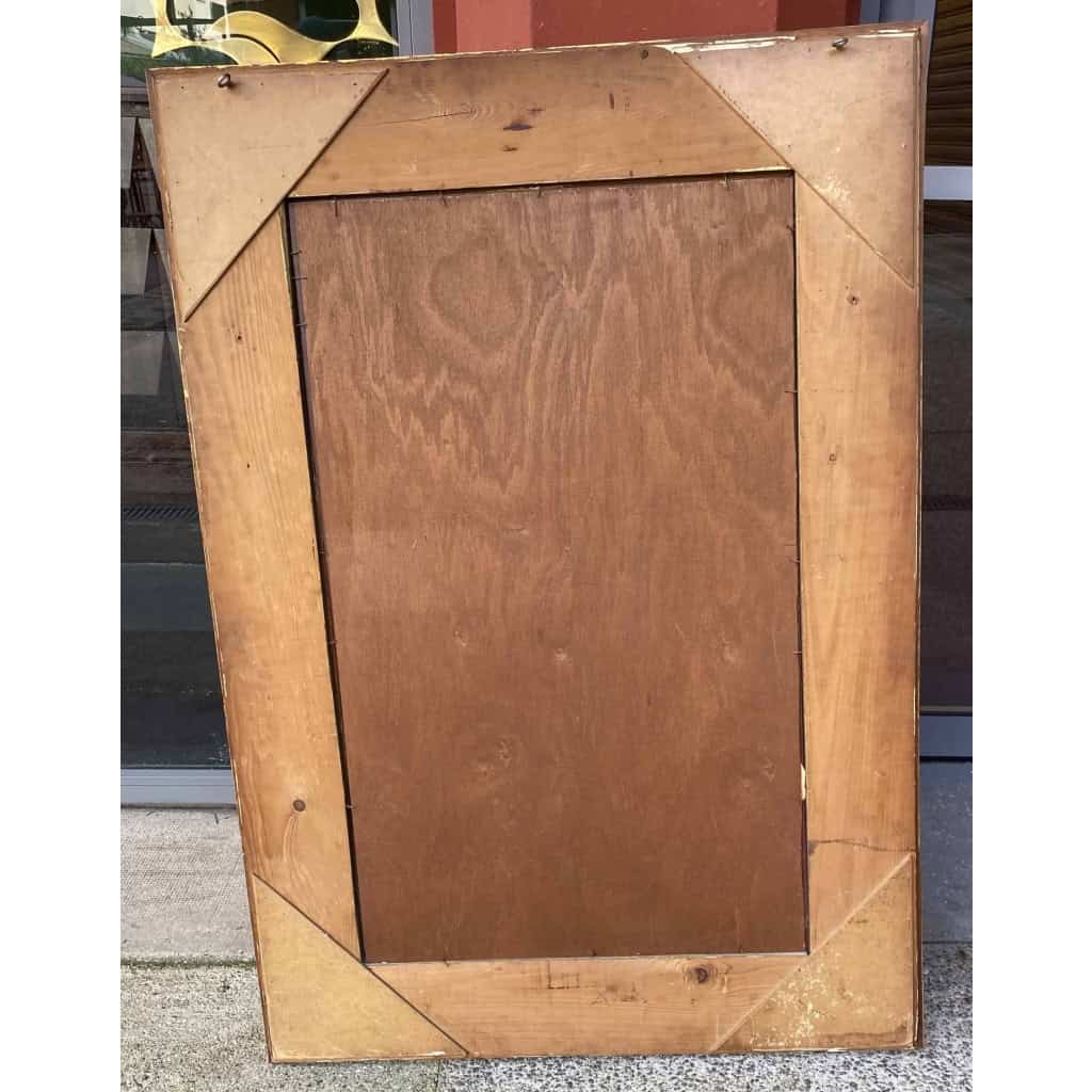 1960/70 Miroir aux Chinois Décor Eglomisé Et Cadre Feuilles d’Or DLG Pansard 136 X 96 cm 9